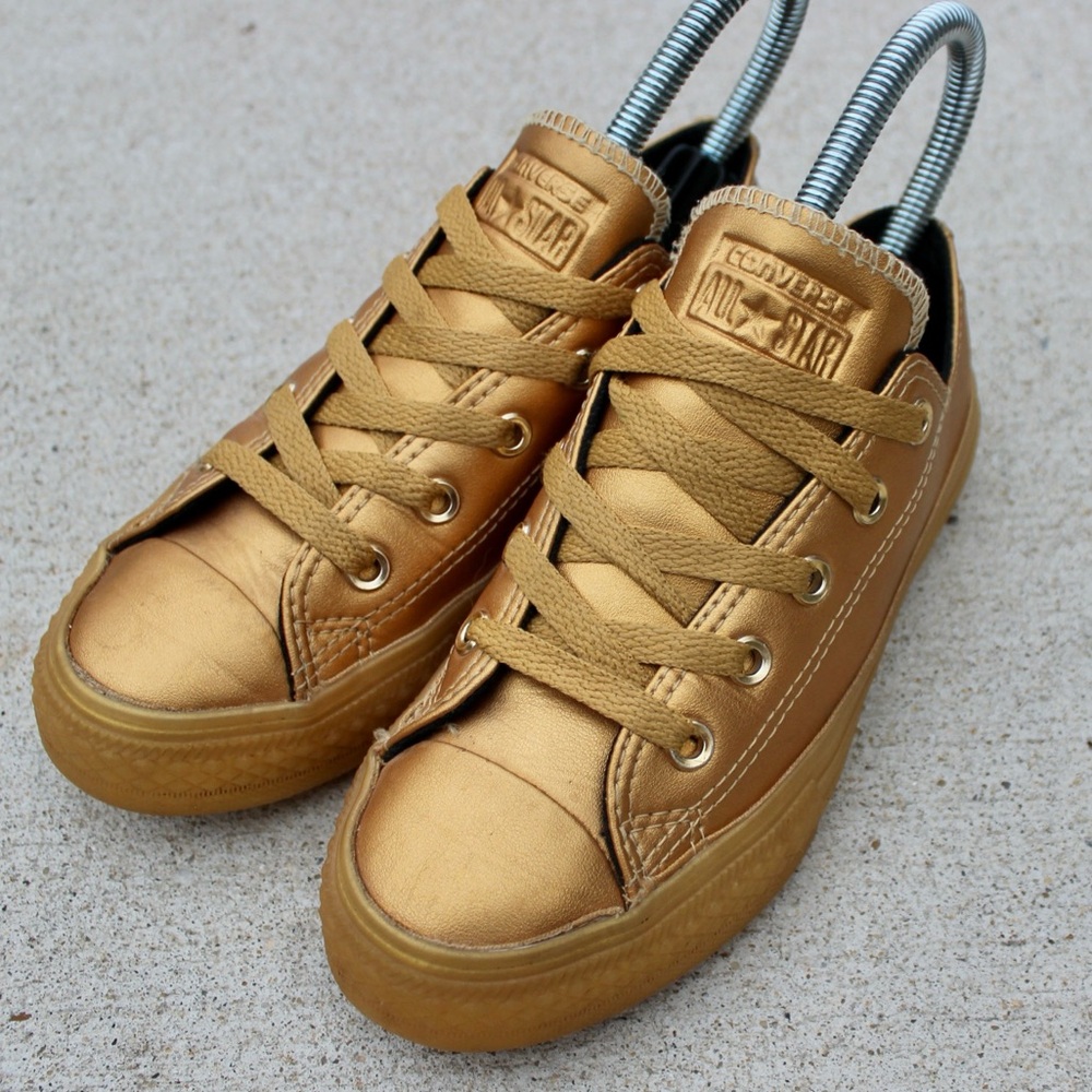 Converse Girls/Unisex Metallic Gold Low-Top Sneakers Sz 13.5